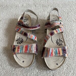 ABEO Bio System Celine Rainbow Stripe Leather Sandals‎ Women's Size 9 N Comfort